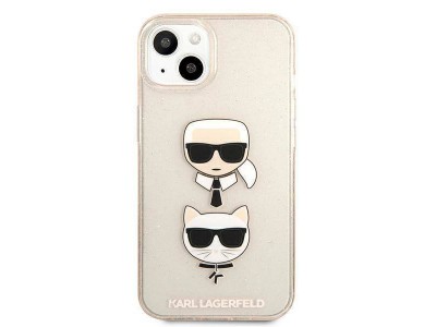 Karl Lagerfeld Hard Case - Luxusn� ochrann� kryt (obal) pre IPHONE 13 MINI Glitter Karl`s & Choupette (KLHCP13SKCTUGLGO) gold (zlat�)